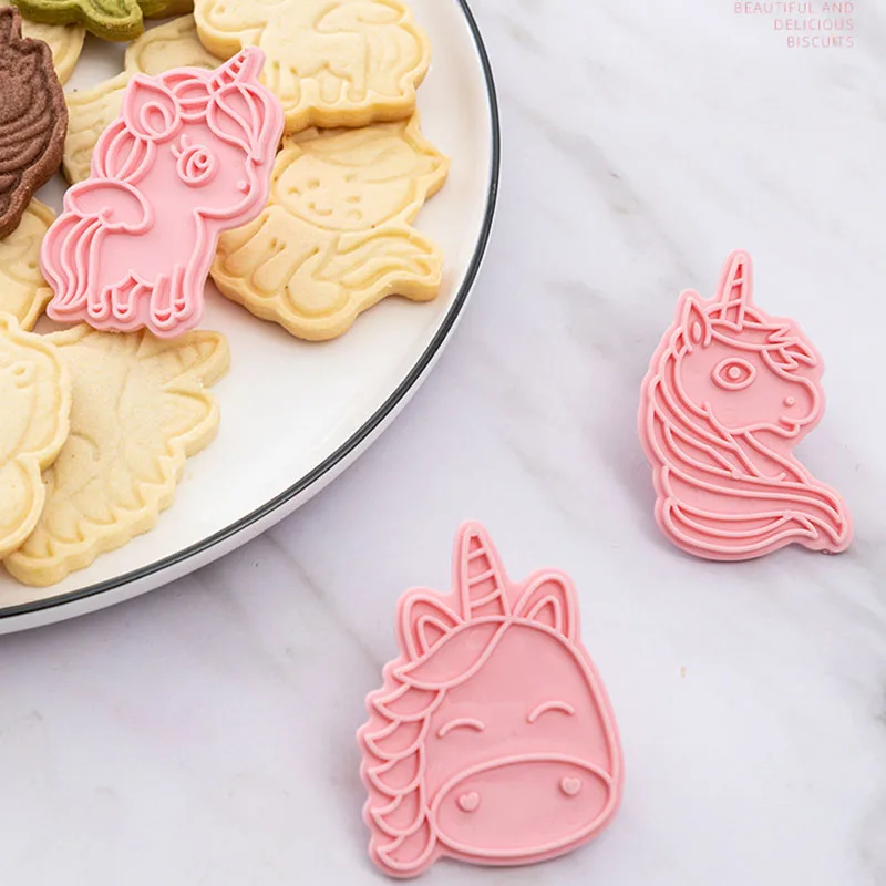 Pony Unicorn Set of Cookie Cutters 3d Cartoon Mold Plastic Pressing Fun Baking Molding Mould Baby Girl Funy Toy | Игрушки и хобби