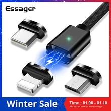 Essager magnetyczny micro usb kabel dla iPhone Samsung szybkie ładowanie danych przewód zasilający magnetyczna ładowarka rodzaj usb C 3m kabel do telefonu komórkowego(China)