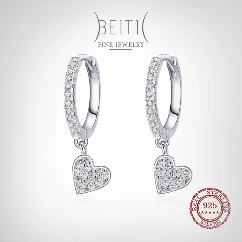 Beitil Real 925 Sterling Silver Sweet Love Heart Hoop Earring Women Dazzling Clear CZ Fine Elegant Wedding Jewelry
Beitil Real 925 Sterling Silver Sweet Love Heart Hoop Earring Women Dazzling Clear CZ Fine Elegant Wedding Jewelry