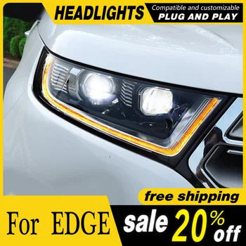 

2 uds. Faros LED para ford Edge 2015-2018 luces Led de coche lentes de xenón dobles accesorios de coche luces de circulación diu