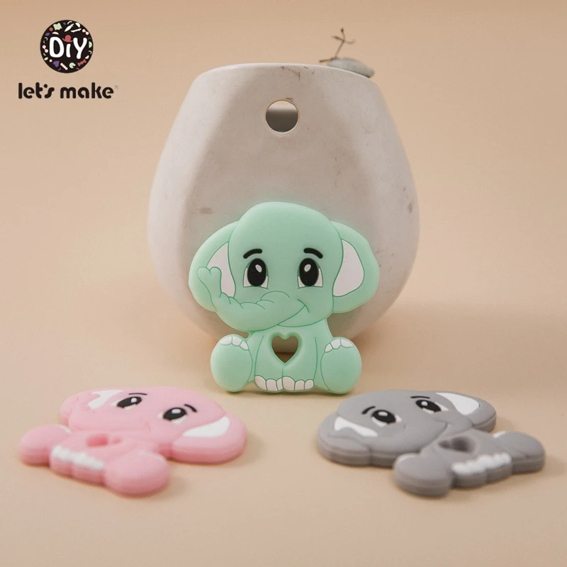 Let's Make 5pc/10pcs BPA Free Animal Silicone Teethers Elephant Baby Teething Product Food Grade Tiny Rod Shower Gifts Cartoon