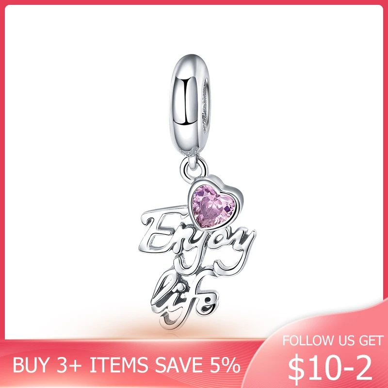 CodeMonkey 100% 925 Sterling Silver Enjoying life Letter Pink Heart Pendant Charm fit Bracelets Bangles DIY Jewelry Making C907
CodeMonkey 100% 925 Sterling Silver Enjoying life Letter Pink Heart Pendant Charm fit Bracelets Bangles DIY Jewelry Making C907