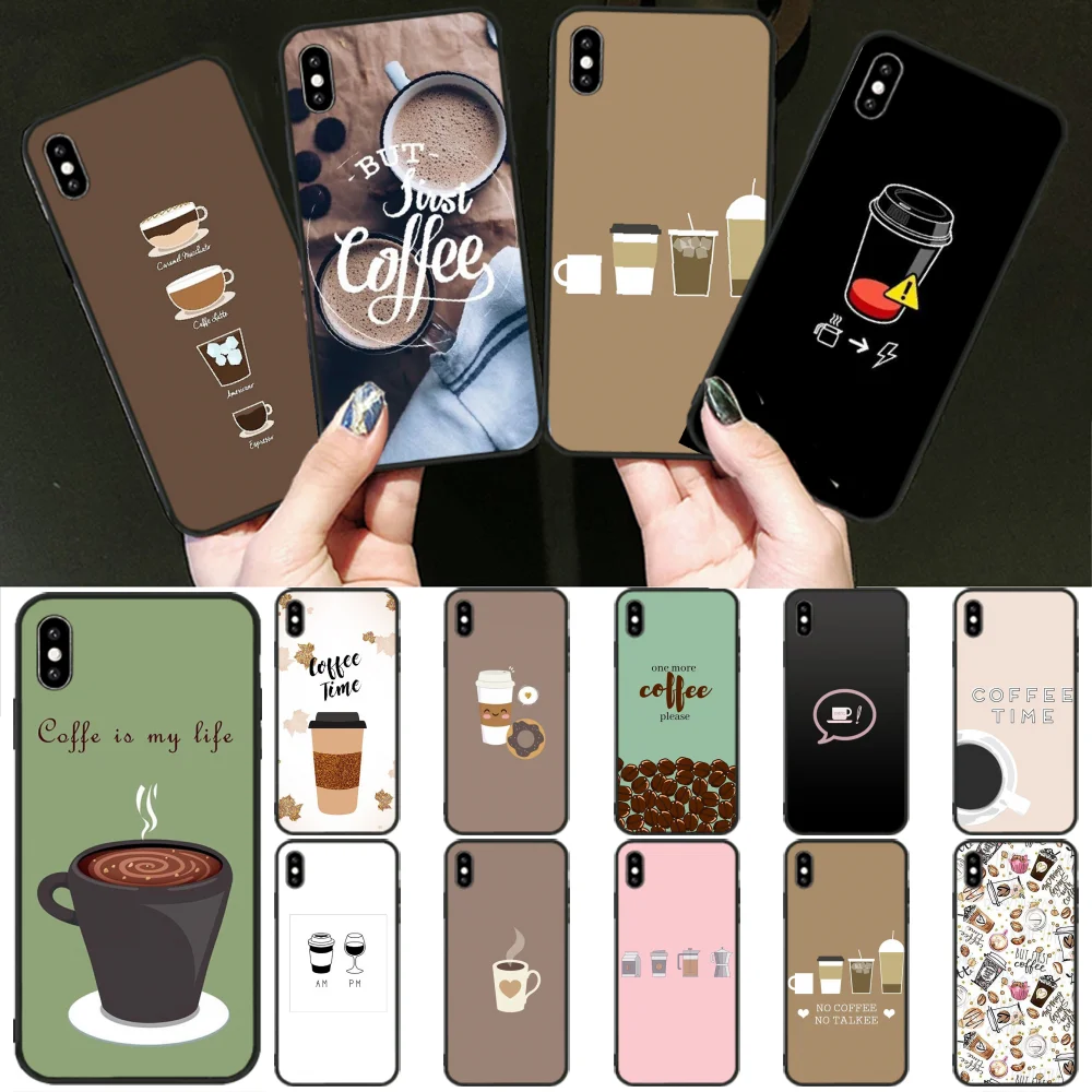 Чехол Reayou для iPhone 11 pro XS MAX 8 7 6 6S Plus X 5 SE XR черный мягкий чехол с рисунком кофейной