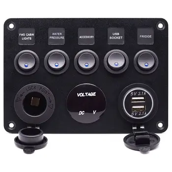 12-24V Cat-eye Switch Combination Panel with Fuse Box Protection Voltmeter Power Socket Dual USB Car Charger
12-24V Cat-eye Switch Combination Panel with Fuse Box Protection Voltmeter Power Socket Dual USB Car Charger