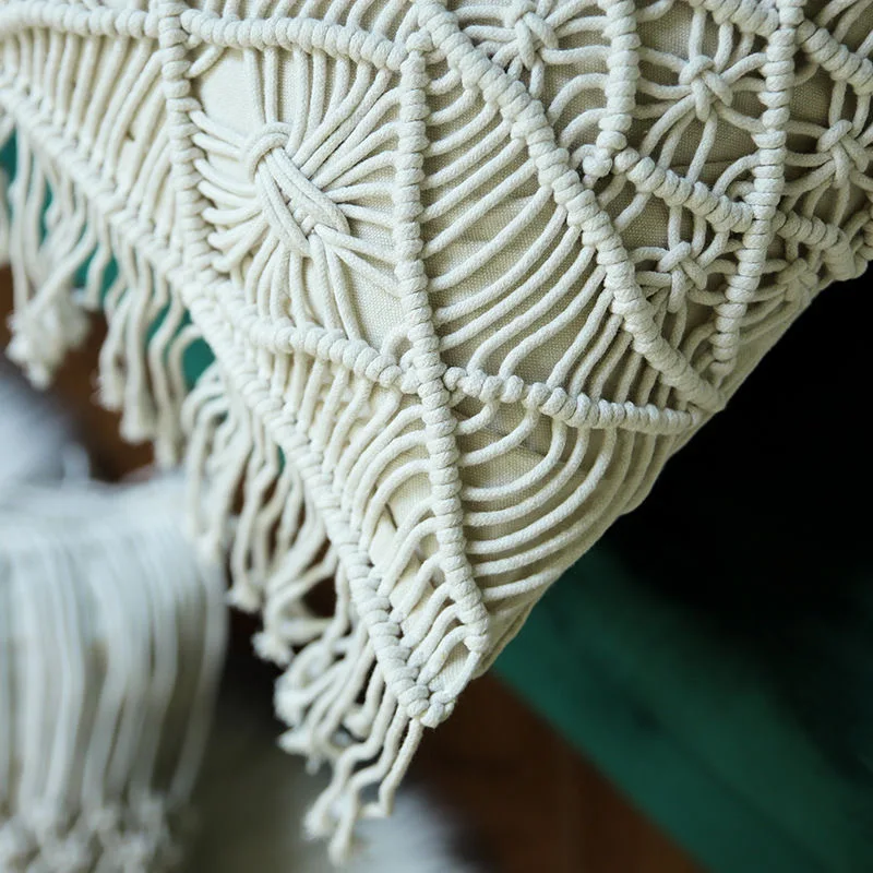 Macrame Geometric Cushion Cover - Boho Tassel Pillowcase 45x45cm 4 H3b3b7fd1d05b4fa4a6b063a52abf2007j