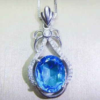 Per jewelry Natural blue topaz necklace pendant Free shipping 925 sterling silver 4.5CT gemstone Q910243
Per jewelry Natural blue topaz necklace pendant Free shipping 925 sterling silver 4.5CT gemstone Q910243