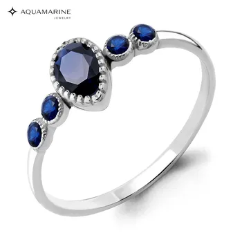 AQUAMARINE classic ring with nanosapfirami, Silver 925 
AQUAMARINE classic ring with nanosapfirami, Silver 925