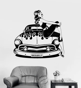 Car wall stickers vinyl wall decals retro car sexy girl rock roll ladies stickers car shop living room fashion decoration 1560 
Car wall stickers vinyl wall decals retro car sexy girl rock roll ladies stickers car shop living room fashion decoration 1560