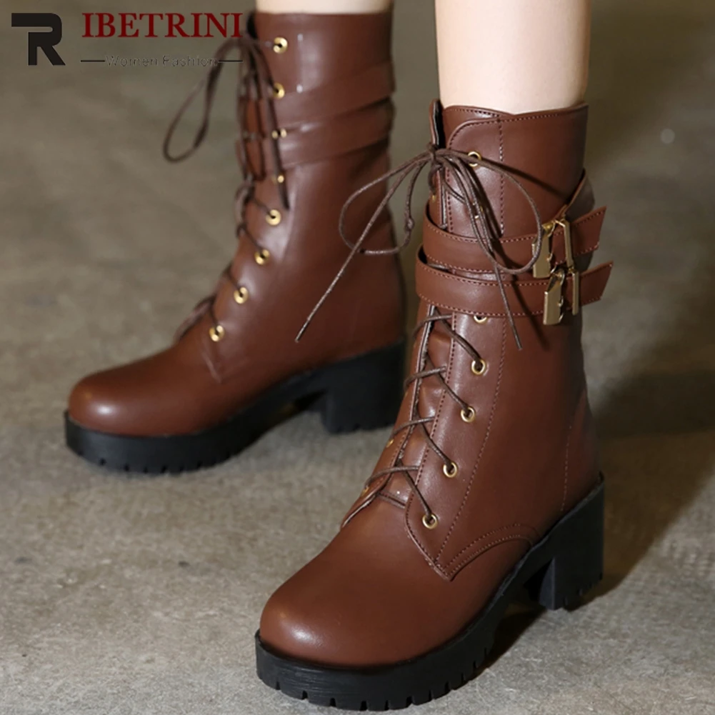 RIBETRINI British Ankle Boots For Women Round Toe Square High Heels Shoes Woman Lace Up Zip Bukle Riding Boots Woman 34-43 
RIBETRINI British Ankle Boots For Women Round Toe Square High Heels Shoes Woman Lace Up Zip Bukle Riding Boots Woman 34-43
