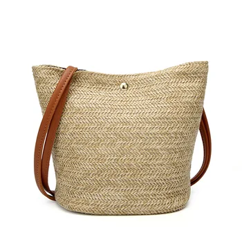 Woven Women's Knitting Shoulder Bag Small Bucket Beach Straw Simple Summer Korean Style Casual Fashion Lady Tote Bag Wholesale
Woven Women's Knitting Shoulder Bag Small Bucket Beach Straw Simple Summer Korean Style Casual Fashion Lady Tote Bag Wholesale