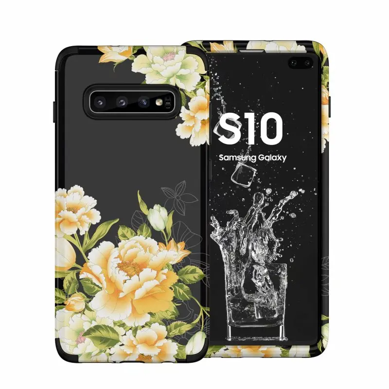 3 в 1 Роскошный чехол для Samsung Note 8 9 S9 S10 Plus жесткий телефона с цветочным узором