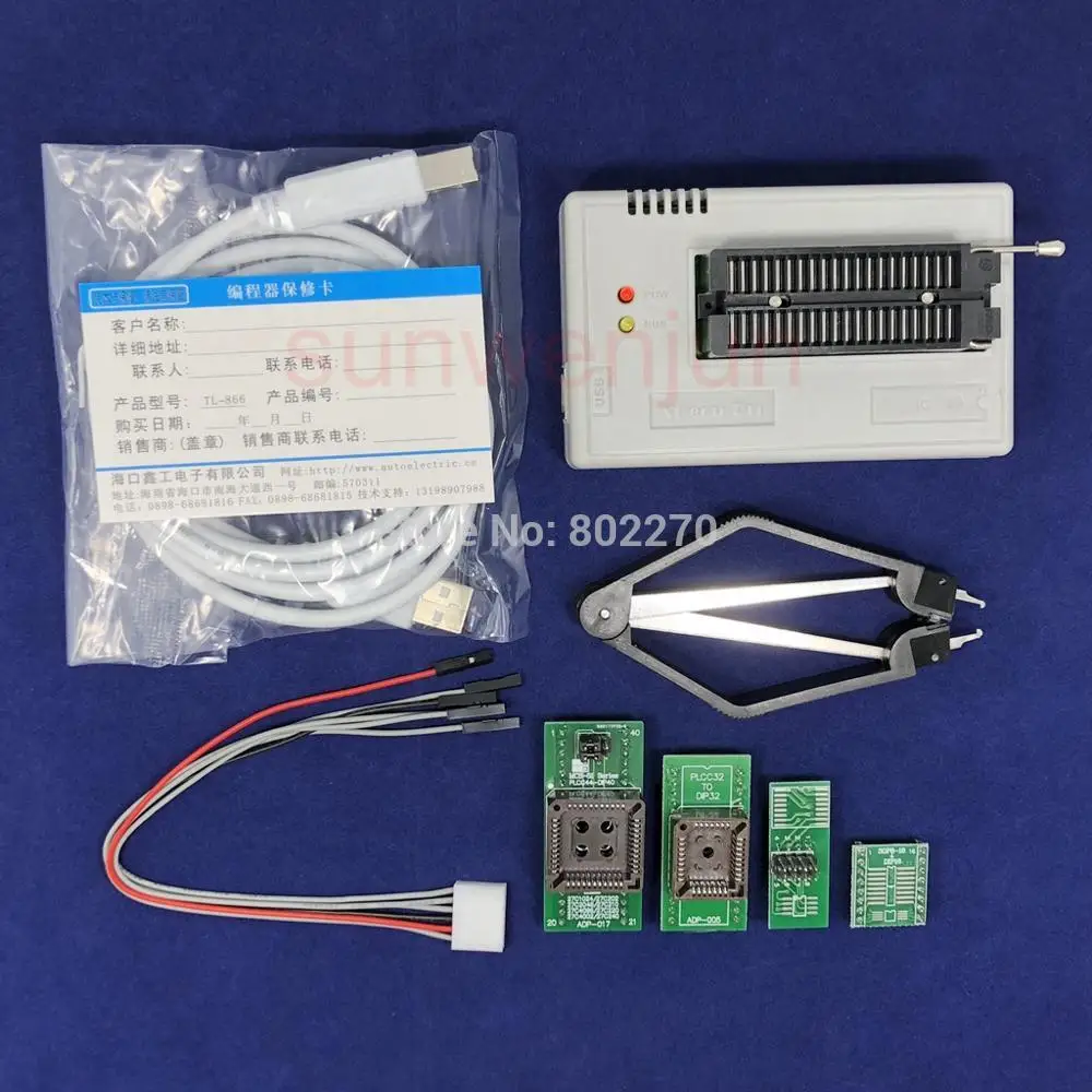 Программатор USB V10.27 XGecu TL866II Plus программатор 15000 + IC SPI Flash NAND EEPROM MCU PIC AVR 4 адаптера