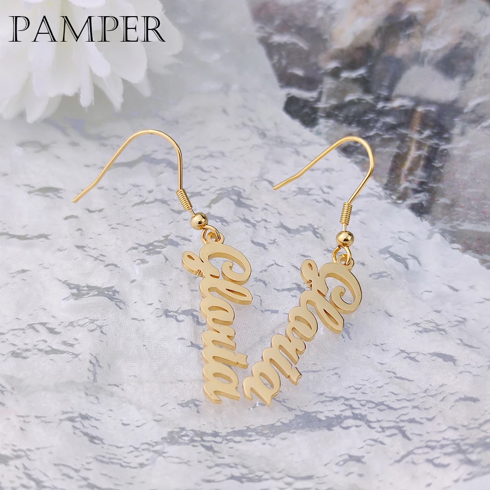 PAMPER Personalized Hook Customized Name Pendant Paired Dangle Drop Earrings for Women Stainless Steel Jewelry Christmas Gift
PAMPER Personalized Hook Customized Name Pendant Paired Dangle Drop Earrings for Women Stainless Steel Jewelry Christmas Gift