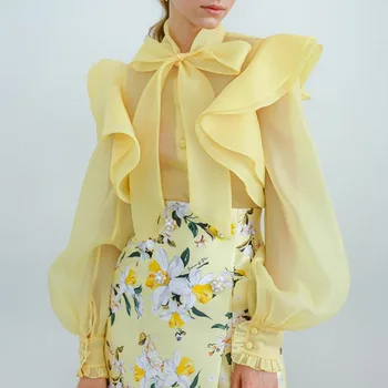2020 spring new small fresh sweet style bow tie lace ruffled long sleeve see-through mesh shirt
2020 spring new small fresh sweet style bow tie lace ruffled long sleeve see-through mesh shirt