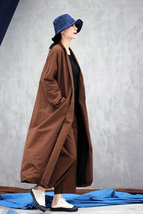 High Density Pure Cotton Coffee Long Sleeve Leisure Time Suit Type Easy Long Fund Windbreaker Loose Trench 190728
High Density Pure Cotton Coffee Long Sleeve Leisure Time Suit Type Easy Long Fund Windbreaker Loose Trench 190728