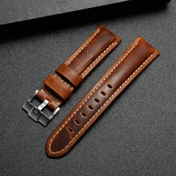 Crazy horse leather watch strap 20mm vintage handmade watchband brown wristband with pin buckle
Crazy horse leather watch strap 20mm vintage handmade watchband brown wristband with pin buckle