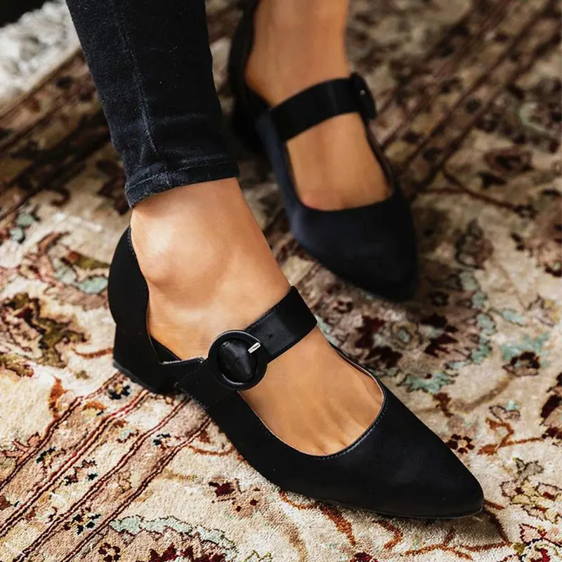 Large Sizes Thick Heel Buckle Slip On Women Loafers Solid Color Pointed Toe One Bandage Jenny Shoes
Large Sizes Thick Heel Buckle Slip On Women Loafers Solid Color Pointed Toe One Bandage Jenny Shoes