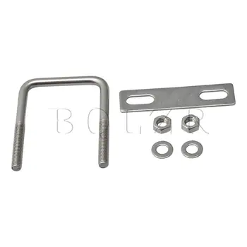 BQLZR 55mm Inner Width M8 Thread U Shape Bolt with Mounting Plate for Pipe Fixing