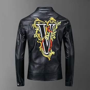 2019 Black Motorcycle Leather Jacket Men Letter Embroidery Slim Zipper PU Jackets Mens Winter Coats Jaqueta De Couro Masculina
2019 Black Motorcycle Leather Jacket Men Letter Embroidery Slim Zipper PU Jackets Mens Winter Coats Jaqueta De Couro Masculina