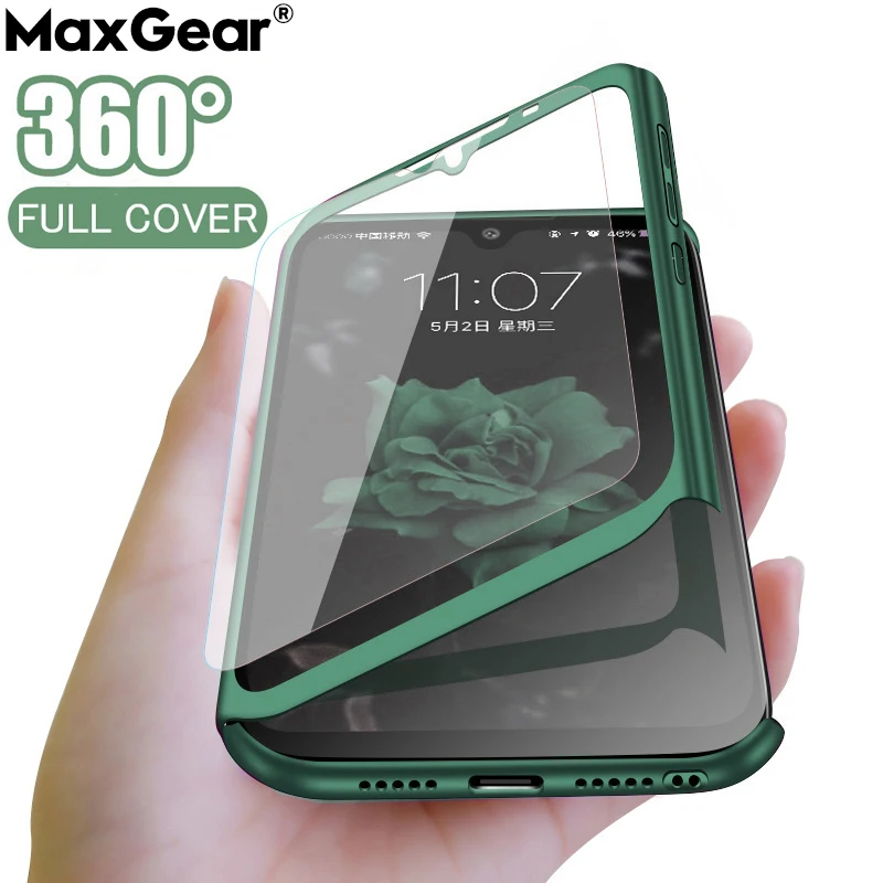 360 Full Protective Cover For iPhone 11 Pro Max XS 6 6S 7 8 Plus X XR 5 5S SE 2020 New Hard Shockproof Phone Case+Tempered Glass | Мобильные