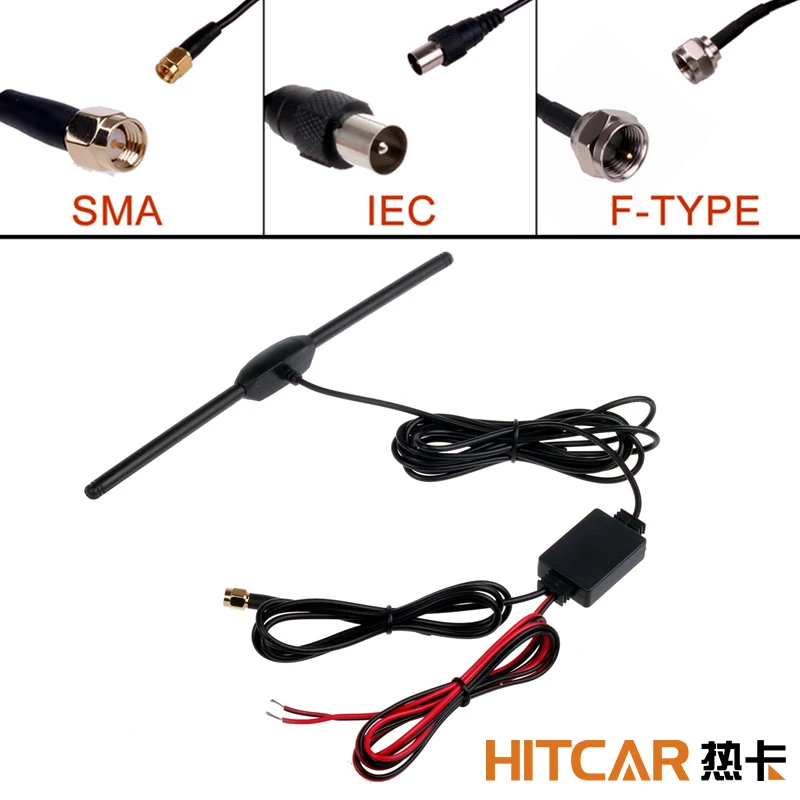 

Car Digital TV Tuner DVBT ISDB Radio FM Antenna Amplifier SMA IEC F Type Connector Plug for Car Dash DVD Head Unit Stereos