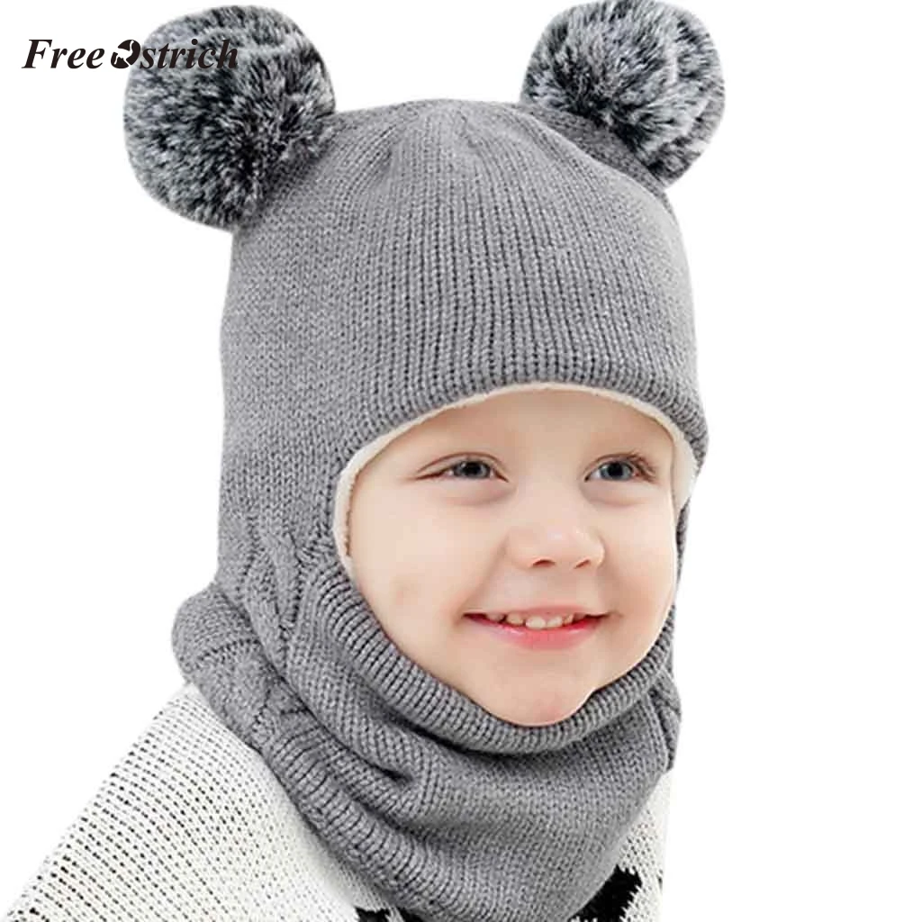 

New Arrival Kids Winter Hats Ears Girls Boys Children Warm Caps Scarf Set Baby Bonnet Enfant Knitted Cute Hat for Girl Boy 909