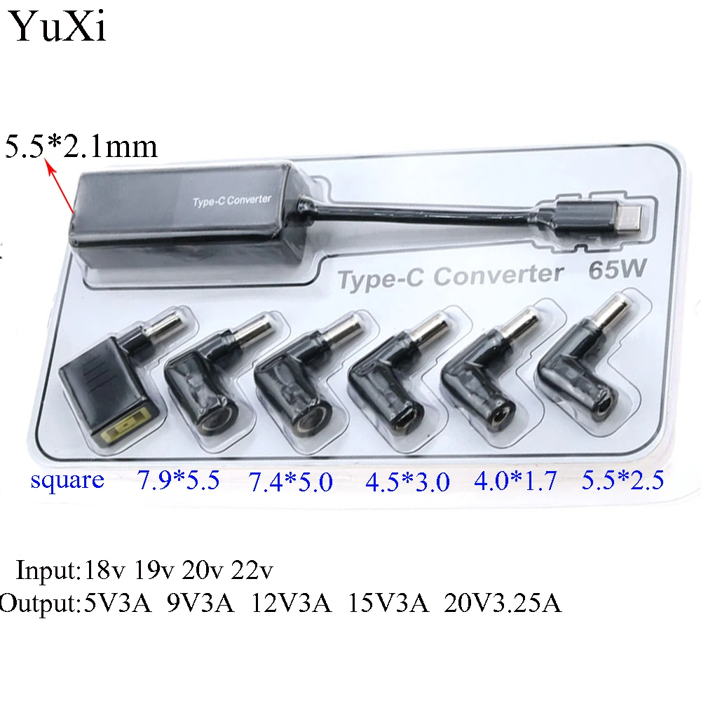 20V 3.25A 65W Universal USB Type C Converter Dc Plug Power Adapter Connector USB C Laptop Charging Cable Cord for Phone Notebook
20V 3.25A 65W Universal USB Type C Converter Dc Plug Power Adapter Connector USB C Laptop Charging Cable Cord for Phone Notebook
