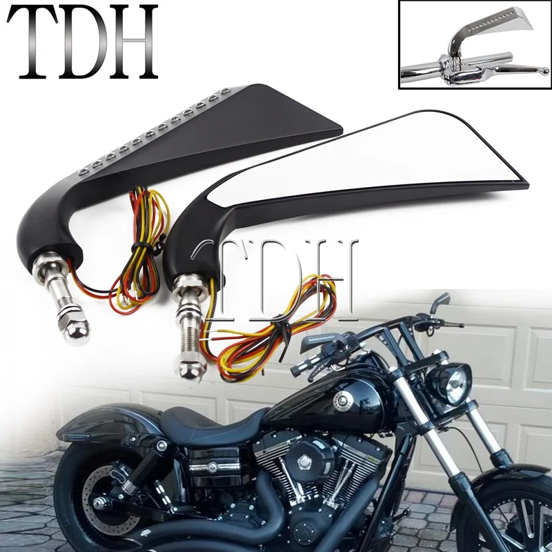 

LED Axe Rear View Mirrors Cafe Racer Side Mirror For Harley Dyna Sportster Touring Softail Chopper Bobber Shadow Rearview Mirror