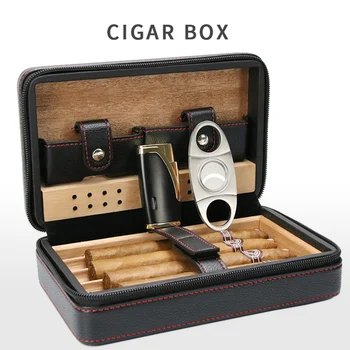 Cigar Humidor Case Portable Wood Leather Travel Humidor Humidifier Removable Cedar Tray Humidifier Set Gift Box
Cigar Humidor Case Portable Wood Leather Travel Humidor Humidifier Removable Cedar Tray Humidifier Set Gift Box