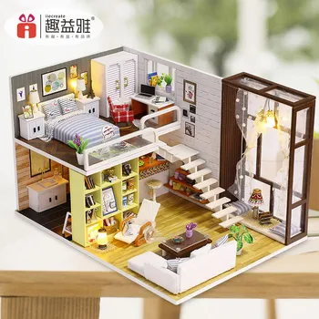 

DIY Doll House Furniture Miniature 3D Wooden Doll Houses Miniaturas Dollhouse Toys for Children Birthday Gifts Contracted City