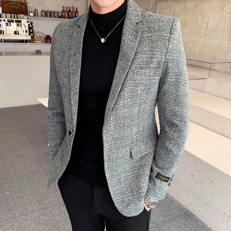Casual Men Tweed Blazer British Style Business Slim Fit Suit Coat Long Sleeve Sport Blazer Men Chaqueta Hombre Formal
Casual Men Tweed Blazer British Style Business Slim Fit Suit Coat Long Sleeve Sport Blazer Men Chaqueta Hombre Formal