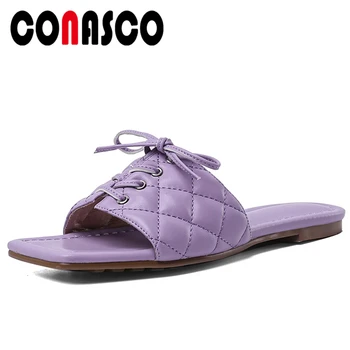 CONASCO Women Sandals Fashion Elegant Concise Cross-Tied Slippers Casual Women Flats Summer New Lace-Up Flat With Shoes Woman 
CONASCO Women Sandals Fashion Elegant Concise Cross-Tied Slippers Casual Women Flats Summer New Lace-Up Flat With Shoes Woman