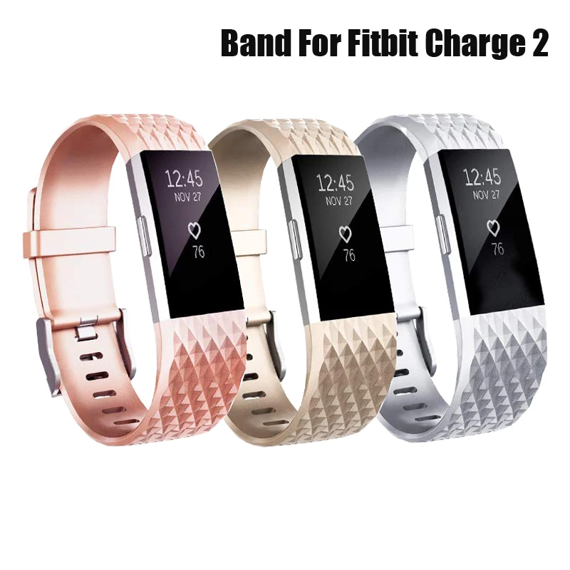 Ремешок для смарт часов Fitbit Charge 2 Correa розовый Золотой/Серебряный ремешок