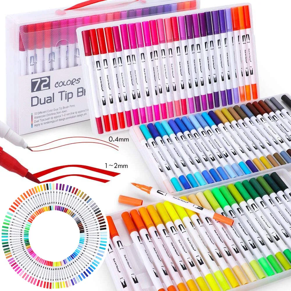 24/36/48/72/100/120 Colors Dual Tip Brush Marker Pens , Brush Pens Drawing Water Markers for Bullet Journal Lettering Sketching
24/36/48/72/100/120 Colors Dual Tip Brush Marker Pens , Brush Pens Drawing Water Markers for Bullet Journal Lettering Sketching