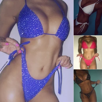 Bikini Set Women Sexy Diamond Crystal Bandage Micro Bikinis Push-Up Bra Thong Swimwear Swimsuit Bathing Suit Biquinis
Bikini Set Women Sexy Diamond Crystal Bandage Micro Bikinis Push-Up Bra Thong Swimwear Swimsuit Bathing Suit Biquinis