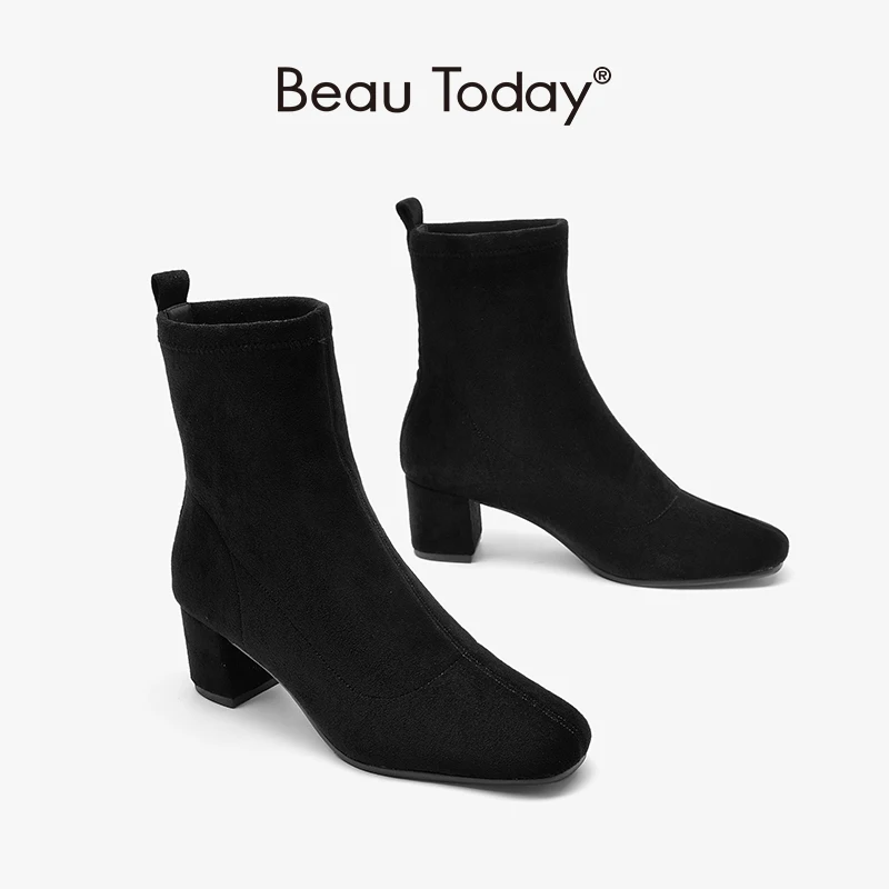 Women Sock Boots Ankle Length Stretch Fabric Round Toe High Square Heel Slip On Fashion Shoes for Women Handmade BeauToday 02404
Women Sock Boots Ankle Length Stretch Fabric Round Toe High Square Heel Slip On Fashion Shoes for Women Handmade BeauToday 02404