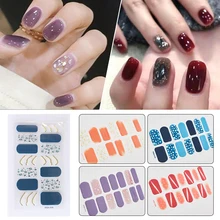 

14 Tips Gradient Color Nail Stickers Fashion Nail Polish Self Adhesive Manicure Decoracion Nail Strips Nail Accesoires