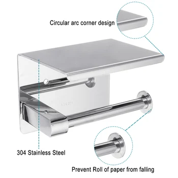 Toilet Paper Holder with Shelf Silver Wall Mounted Mobile Phone Paper Towel Holder Decorative Bathroom Paper Holder
Toilet Paper Holder with Shelf Silver Wall Mounted Mobile Phone Paper Towel Holder Decorative Bathroom Paper Holder