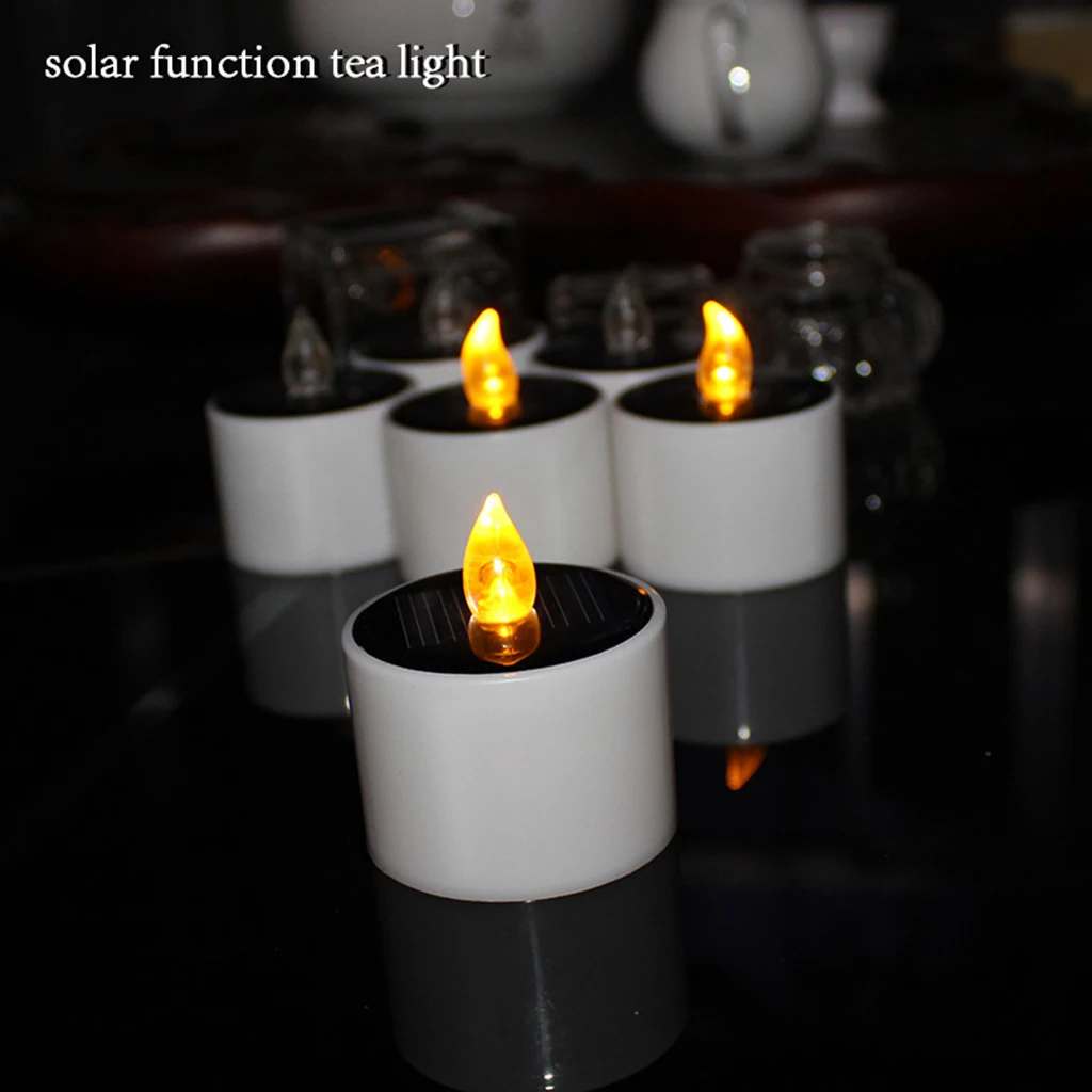 Solar Operated LED Candle Flicking Flameless Tea Light for Wedding Home Decoration, Yellow Solar Operated LED Candle Flicking Flameless Tea Light for Wedding Home Decoration, Yellow