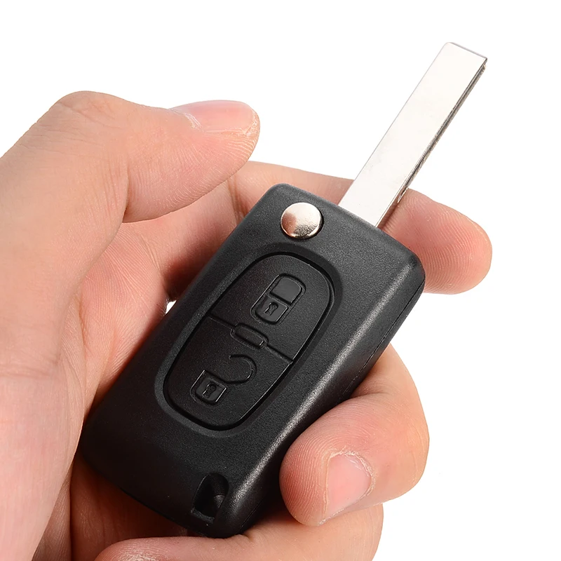 For Peugeot 307 308 407 408 207 2 Buttons Remote Flip Folding Key Shell Uncut Blade Replacement Fob Case No Logo