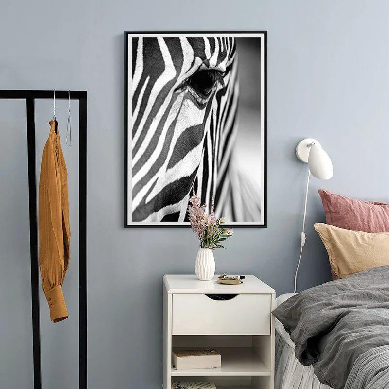 Black And White African Zebra Animal Canvas Paintings Poster Print