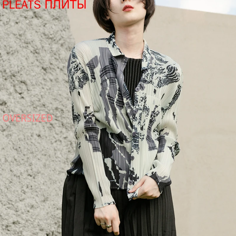 MIYAKE-Pleated Shirt for Women, Printed Shirt, Long Sleeves, Niche Design, PLEATS Blouses
MIYAKE-Pleated Shirt for Women, Printed Shirt, Long Sleeves, Niche Design, PLEATS Blouses