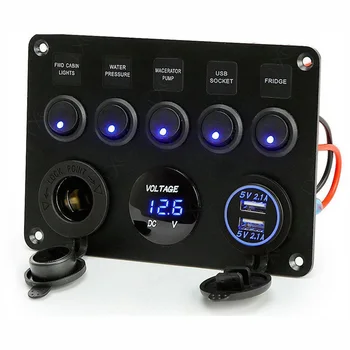 5 Gang Car Marine Boat LED Rocker Switch Panel Waterproof Circuit Digital Voltmeter Dual USB Port 12V Outlet For BMW E46 Audi A4
5 Gang Car Marine Boat LED Rocker Switch Panel Waterproof Circuit Digital Voltmeter Dual USB Port 12V Outlet For BMW E46 Audi A4