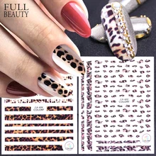 1 Uds. Pegatinas 3D para uñas, diseños sexis autoadhesivos de leopardo para mujer, calcomanías deslizantes para decoración de uñas, consejos de manicura, CHCA401-409(China)