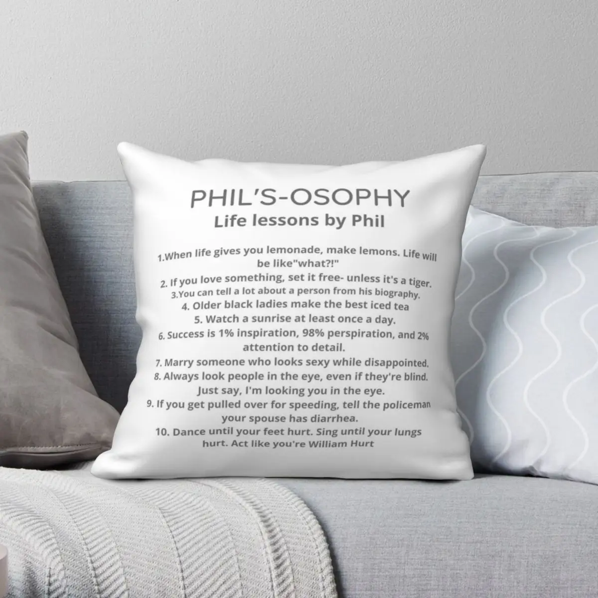 

Phil's-osophy Life Lessons Square Pillowcase Polyester Linen Velvet Creative Zip Decor Pillow Case Bed Cushion Cover