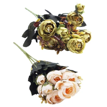2 Bouquet 9 Head Artificial Silk Cloth Fake Flowers Leaf Peony Floral Home Wedding Party Decor, 1 Bouquet Beige & 1 Bouquet Gree
2 Bouquet 9 Head Artificial Silk Cloth Fake Flowers Leaf Peony Floral Home Wedding Party Decor, 1 Bouquet Beige & 1 Bouquet Gree