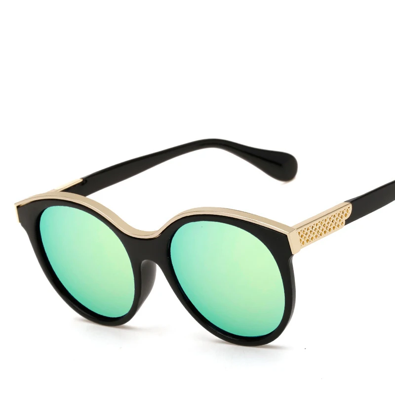 Классические солнцезащитные очки кошачий глаз женские модные зеркальные в