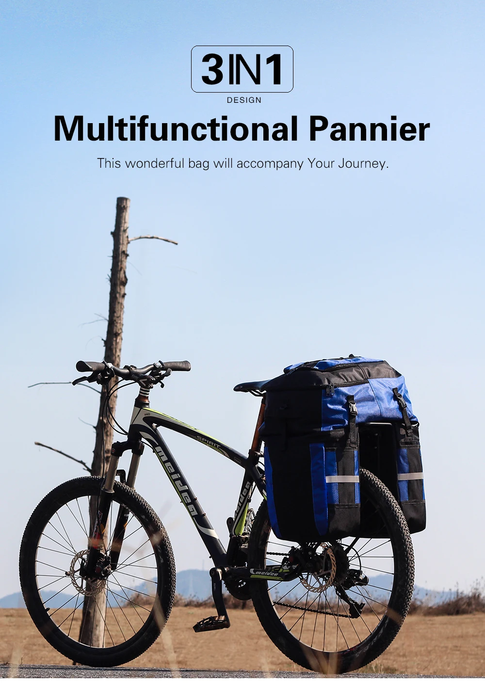 Rhinowalk 3 IN 1 Bicycle Rear Rack Seat Trunk Bag 70L MTB Road Bike Multifunctional Luggage Carrier Bag 3 Colors with Rain Cover (1)