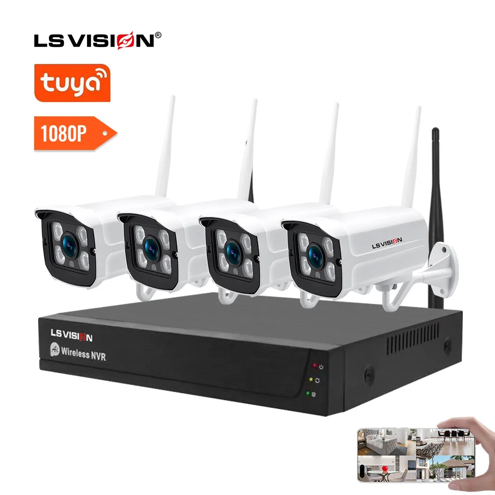 4 канала 1080P Tuya домашняя CCTV Wifi NVR комплект Водонепроницаемая наружная система