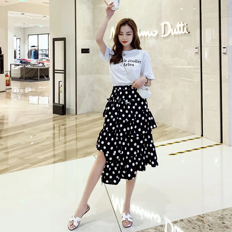 High-waisted Fishtail Skirt 2019 New Style Mid-length Irregular Polka Dot Skirt + Printed Short Sleeve T-shirt Suit
High-waisted Fishtail Skirt 2019 New Style Mid-length Irregular Polka Dot Skirt + Printed Short Sleeve T-shirt Suit
